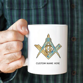 Taza De Café Gigante Regalos Freemason únicos | Brújula masónica de oro