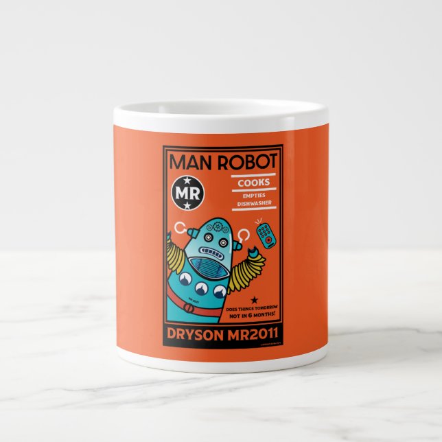Taza De Café Gigante Regalos Robot Para Aniversario O Boda (Frente)