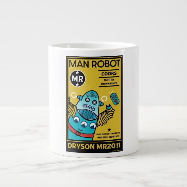 Taza De Café Gigante Regalos Robot Para Hombres Y Mujeres Aniversarios (Frente)