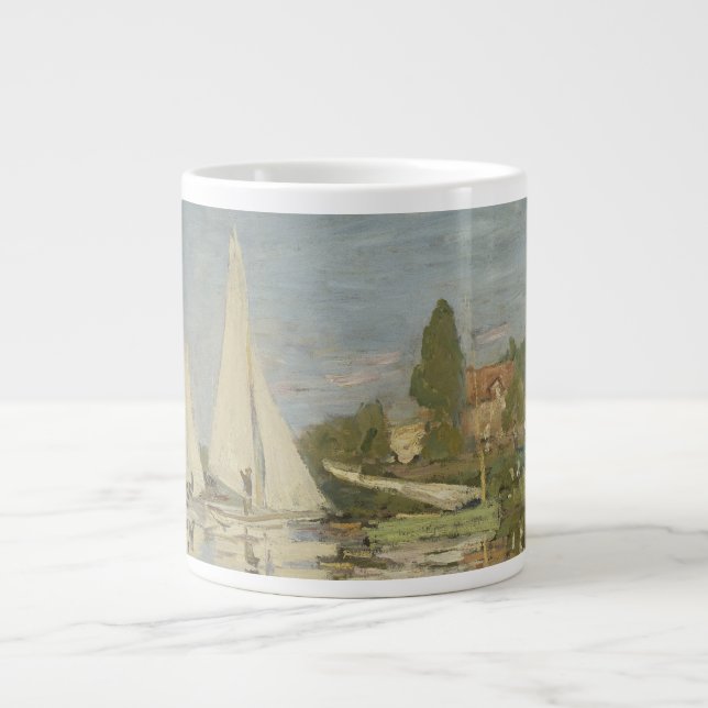 Taza De Café Gigante Regattas at Argenteuil, OIl Painting, Claude Monet (Frente)