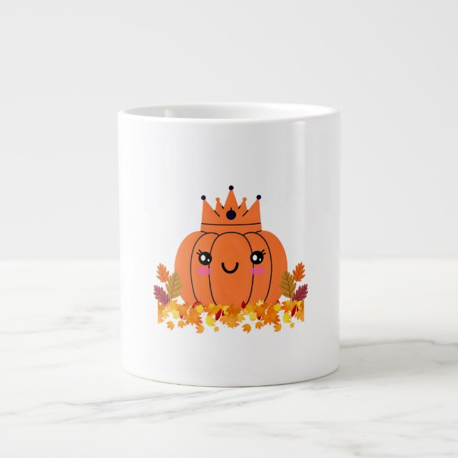 Taza De Café Gigante Reina de calabaza | Camisa de Halloween estética d (Frente)