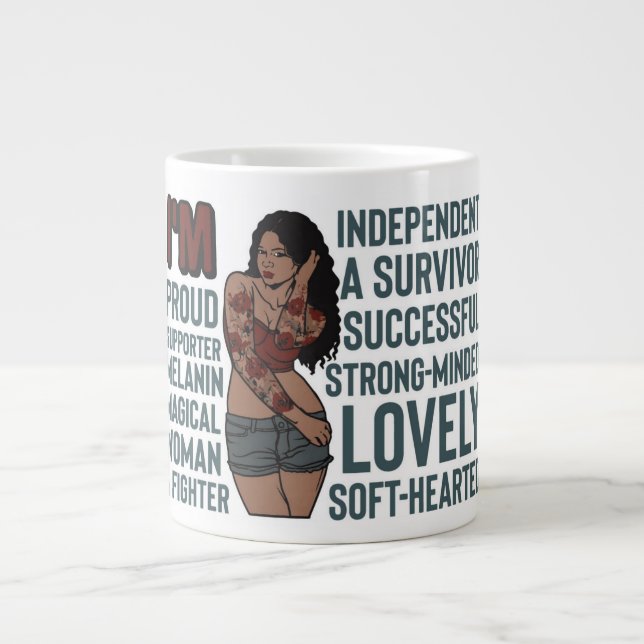 Taza De Café Gigante Reina negra inspiradora motivadora positiva (Frente)