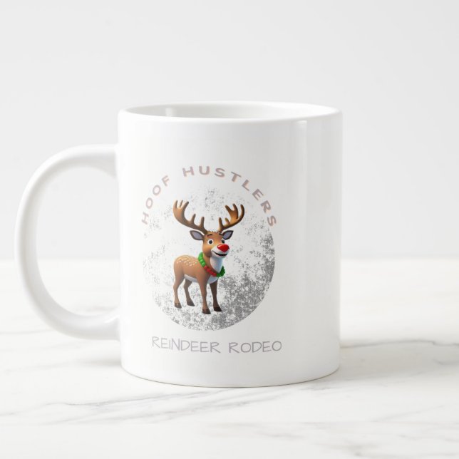 Taza De Café Gigante  Reindeer coffee mugs cartoon cute typography (Izquierda)