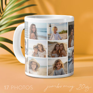 Taza De Café Gigante Rejilla de collage de 17 fotos - Mod blanco minima