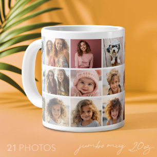 Taza De Café Gigante Rejilla de collage de 21 fotos - galería - blanco