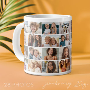 Taza De Café Gigante Rejilla de collage de 28 fotos - Moderno, blanco m