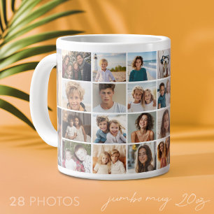 Taza De Café Gigante Rejilla de collage de 28 fotos - Moderno, blanco m