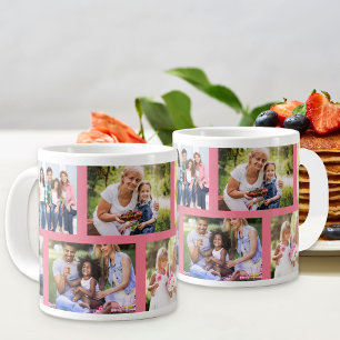 Taza De Café Gigante Rejilla Masonita de 8 Fotos Rosa Tendencia Foto
