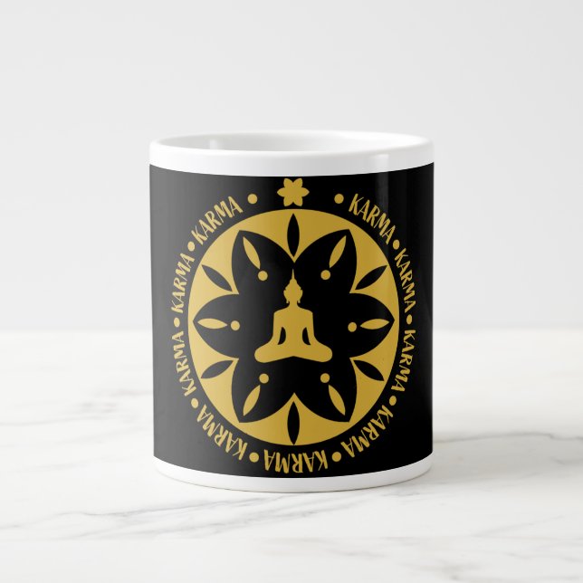 Taza De Café Gigante Religión budista de Karma - Budismo de seis saltos (Frente)