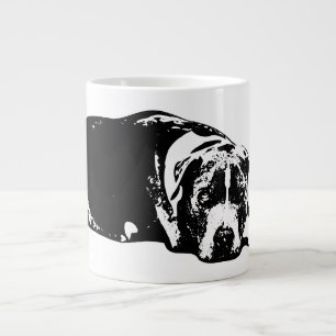 Taza De Café Gigante Reloj Pitbull Mix Monocrome Gaze Mug