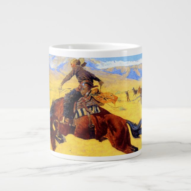 Taza De Café Gigante Remington Old West Horse y Cowboy (Frente)