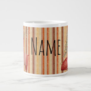 Taza De Café Gigante Reno de Navidad personalizado con tonos terrosos