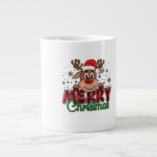Taza De Café Gigante Renos Feliz Navidad SVG PNG (Frente)