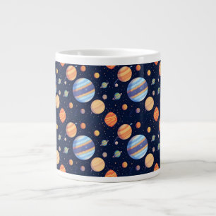 Taza De Café Gigante Representación Artística Colorida de Planetas y Es