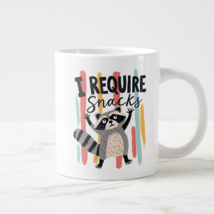 Taza De Café Gigante Requiero Snacks Diseño Divertido de Mapache