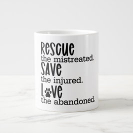 Taza De Café Gigante Rescate salve amor abuso animal café tazón