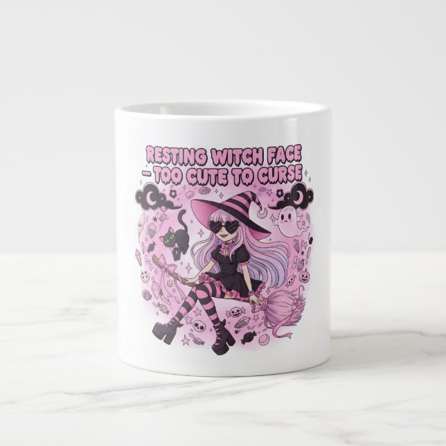 Taza De Café Gigante Resting witch face too cute to curse (Frente)