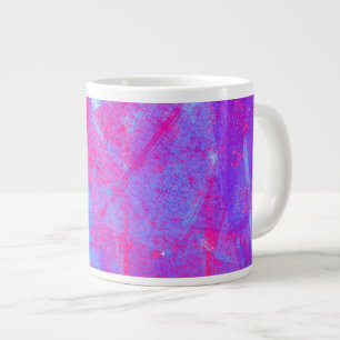 Taza De Café Gigante Resumen azul Neon Pink & Aqua