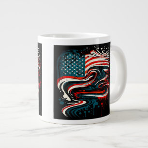 Taza De Café Gigante Resumen Bandera Americana Jumbo Mug