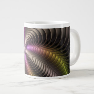 Taza De Café Gigante Resumen brillante Trippy Colorido arte fractal 3D