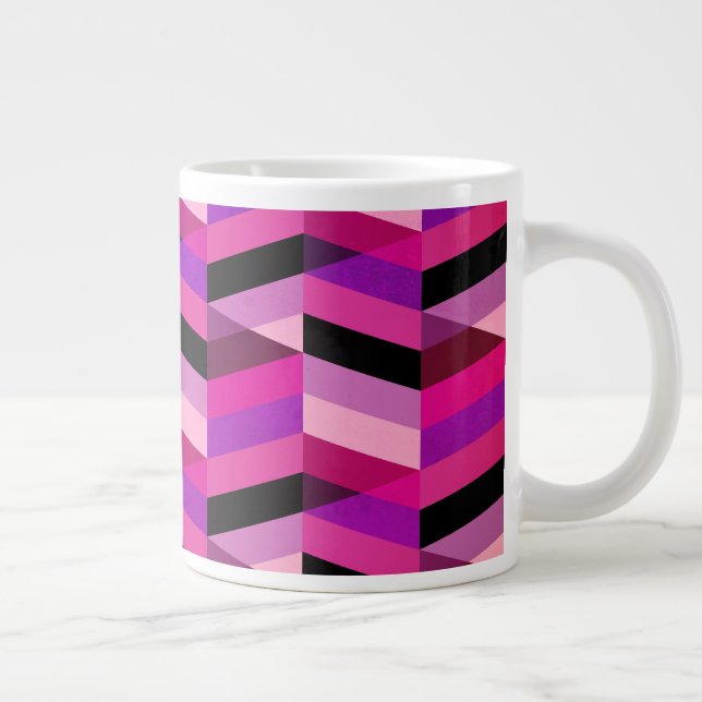 Taza De Café Gigante Resumen Chevron/Herringbone | Púrpura y violeta (Derecha)