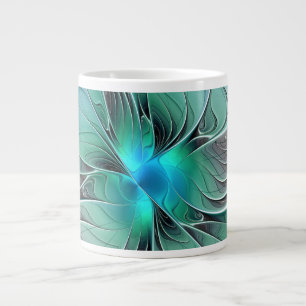 Taza De Café Gigante Resumen Con Arte Fractal Azul Y Moderno