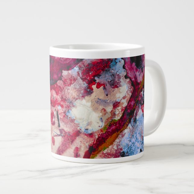 Taza De Café Gigante Resumen de Geode Crystal Agate Rojo (Derecha)