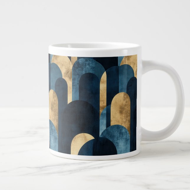 Taza De Café Gigante Resumen de la Marina de Oro Azul (Derecha)