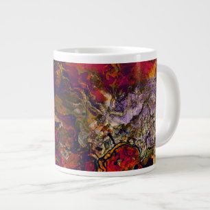 Taza De Café Gigante Resumen De La Noche Rojo, Crema Y Swirl De Mediano