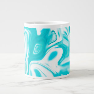 Taza De Café Gigante Resumen de mármol blanco y turquesa