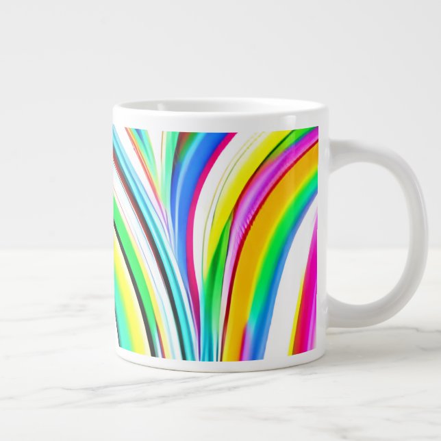 Taza De Café Gigante Resumen de martillos arcoiris en remolinos (Derecha)