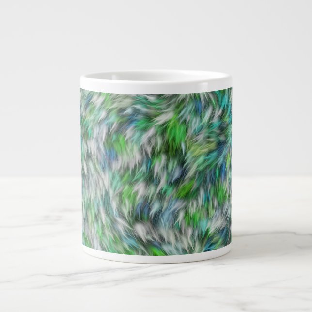 Taza De Café Gigante Resumen Fondo de textura de tela azul (Frente)