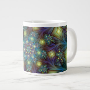 Taza De Café Gigante Resumen ilustrado brillante arte fractal púrpura V