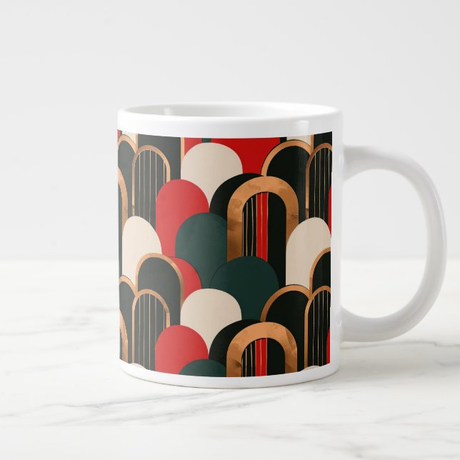 Taza De Café Gigante Resumen Naranja verde blanco (Derecha)