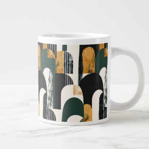 Taza De Café Gigante Resumen Oro Verde Negro y Blanco