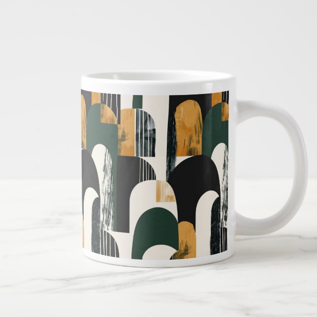 Taza De Café Gigante Resumen Oro Verde Negro y Blanco (Derecha)