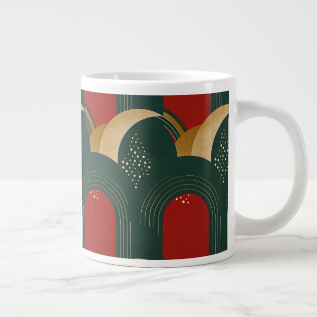 Taza De Café Gigante Resumen Oro Verde y Rojo (Derecha)