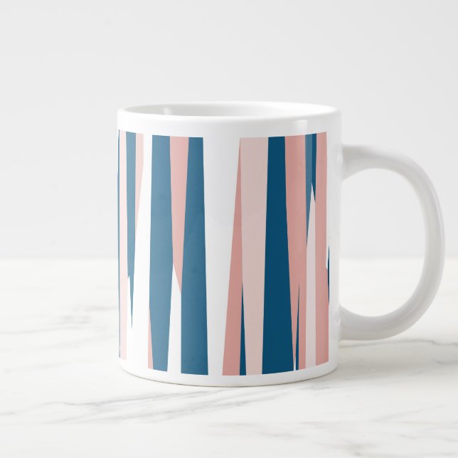 Taza De Café Gigante Resumen rosa azul y blanco (Derecha)