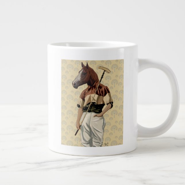 Taza De Café Gigante Retrato de caballo de polo (Derecha)
