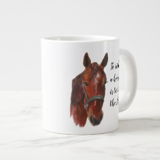 Taza De Café Gigante Retrato de cara de caballo de castaño