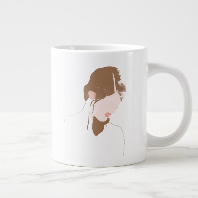 Taza De Café Gigante Retrato de contorno moderno (Derecha)