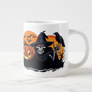 Taza De Café Gigante Retrato de esqueleto de Halloween Calabaza Mágica 