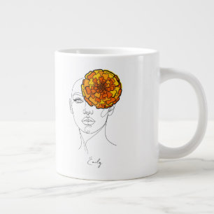 Taza De Café Gigante Retrato de Flor de Cumpleaños de Octubre Personali