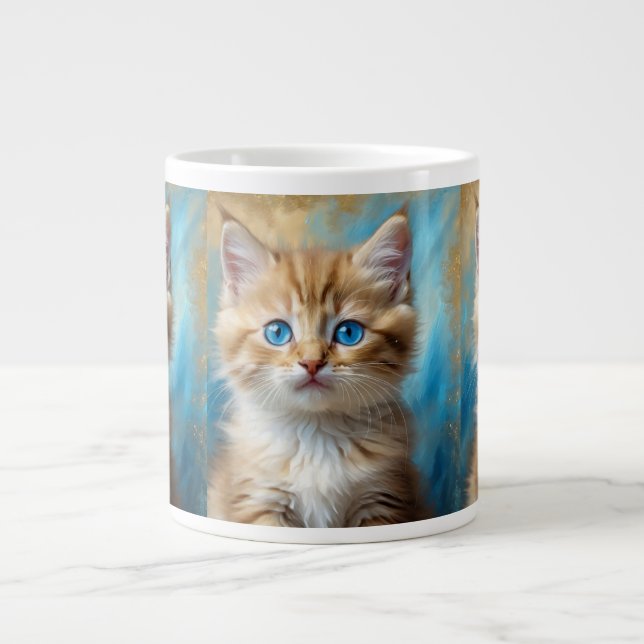 Taza De Café Gigante Retrato de gato adorable (Frente)
