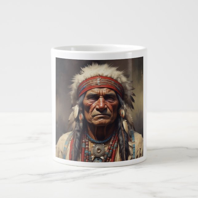 Taza De Café Gigante Retrato de Geronimo Jefe de la India (Frente)