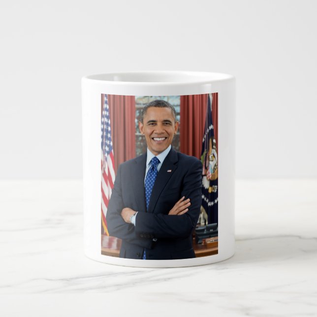 Taza De Café Gigante Retrato de oficina oval, Obama Barack Presidente d (Frente)
