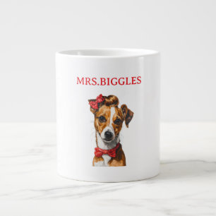 Taza De Café Gigante Retrato de Perro Personalizado – Diseño de Nombre 
