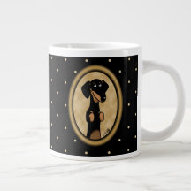 Retrato de Personalizado Dachshund Oval Gold (negr