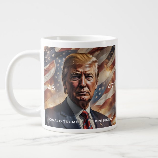 Taza De Café Gigante Retrato de presidente de Donald Trump (Izquierda)