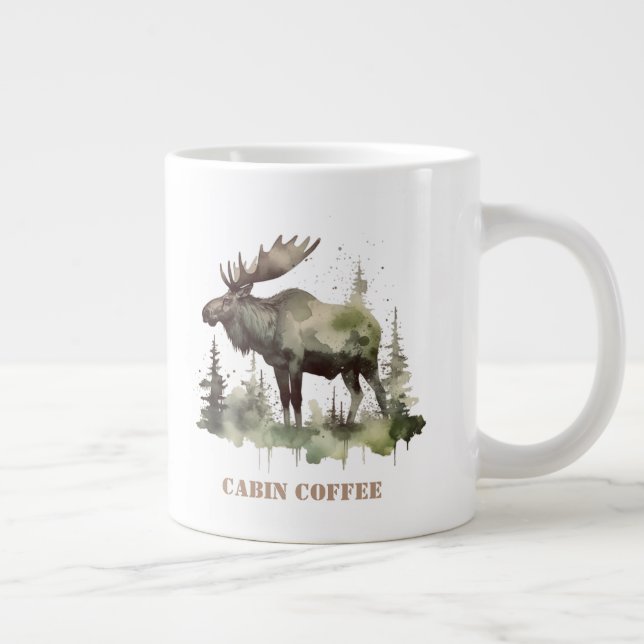 Taza De Café Gigante Retrato de vida silvestre Mossy Moose, personaliza (Derecha)